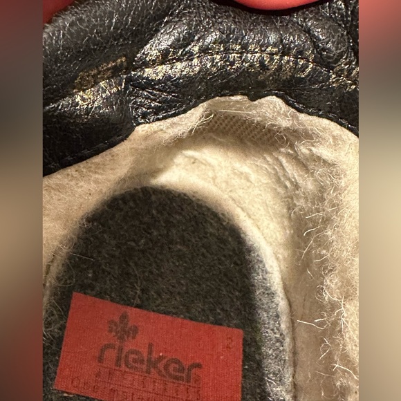 Rieker Daphne Sherpa Wool Lined Leather Ankle Zip Black Brown Booties Womens 37 - Picture 8 of 12